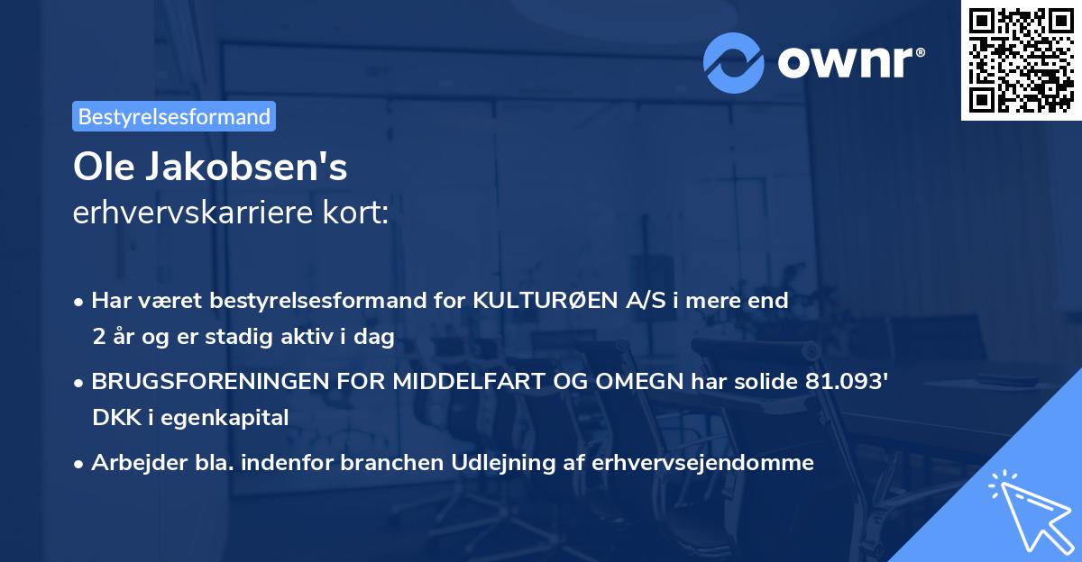 Ole Jakobsen's erhvervskarriere kort