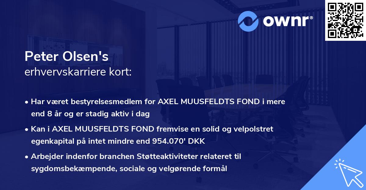 Peter Olsen's erhvervskarriere kort