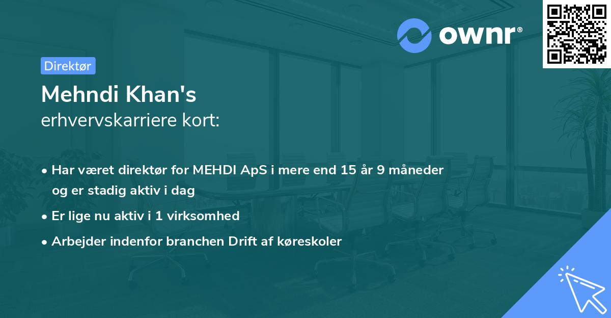 Mehndi Khan's erhvervskarriere kort