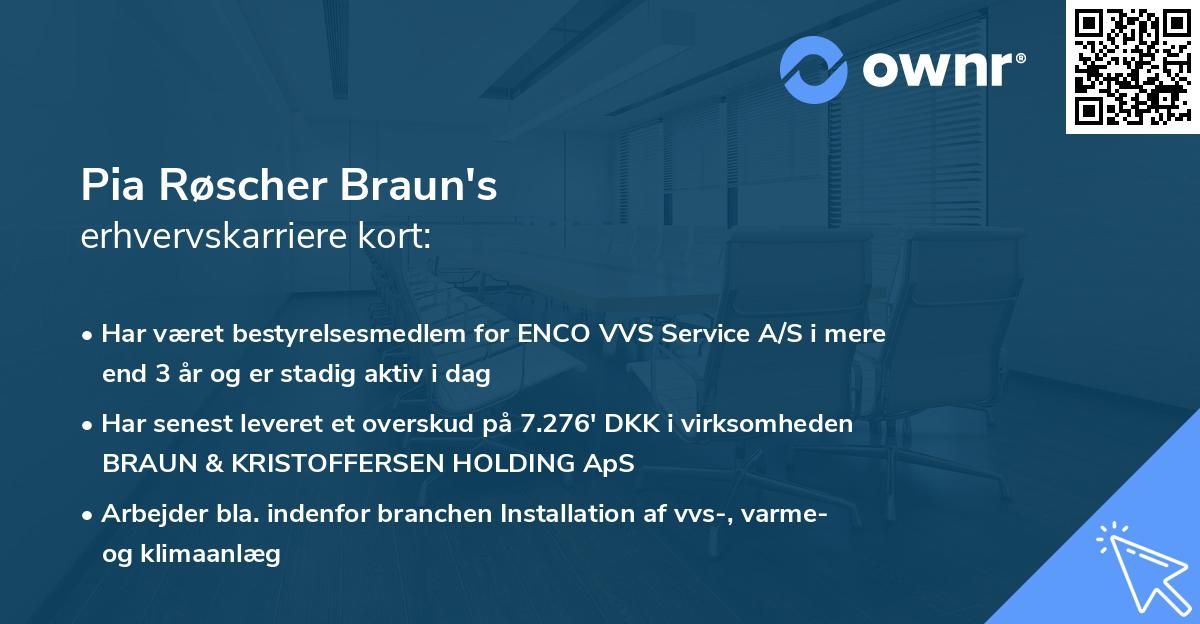 Pia Røscher Braun's erhvervskarriere kort