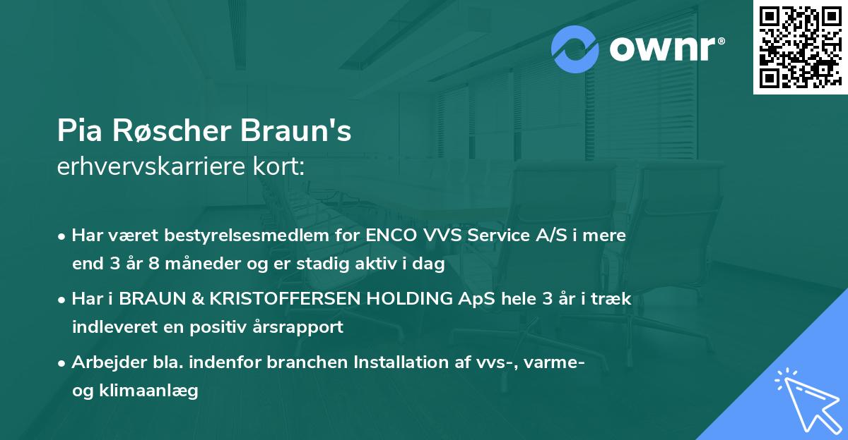 Pia Røscher Braun's erhvervskarriere kort