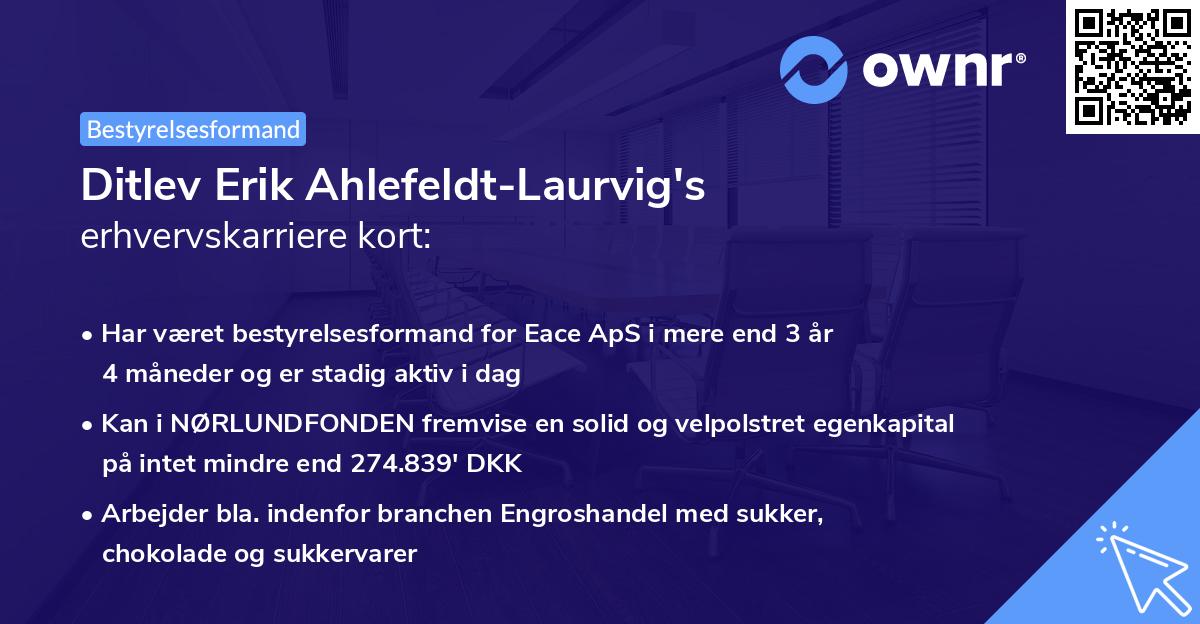 Ditlev Erik Ahlefeldt-Laurvig's erhvervskarriere kort