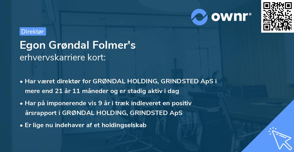 Egon Grøndal Folmer's erhvervskarriere kort