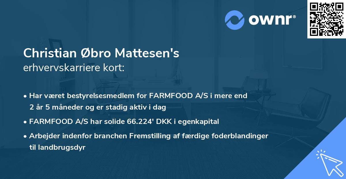 Christian Øbro Mattesen's erhvervskarriere kort