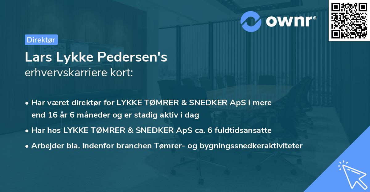 Lars Lykke Pedersen's erhvervskarriere kort
