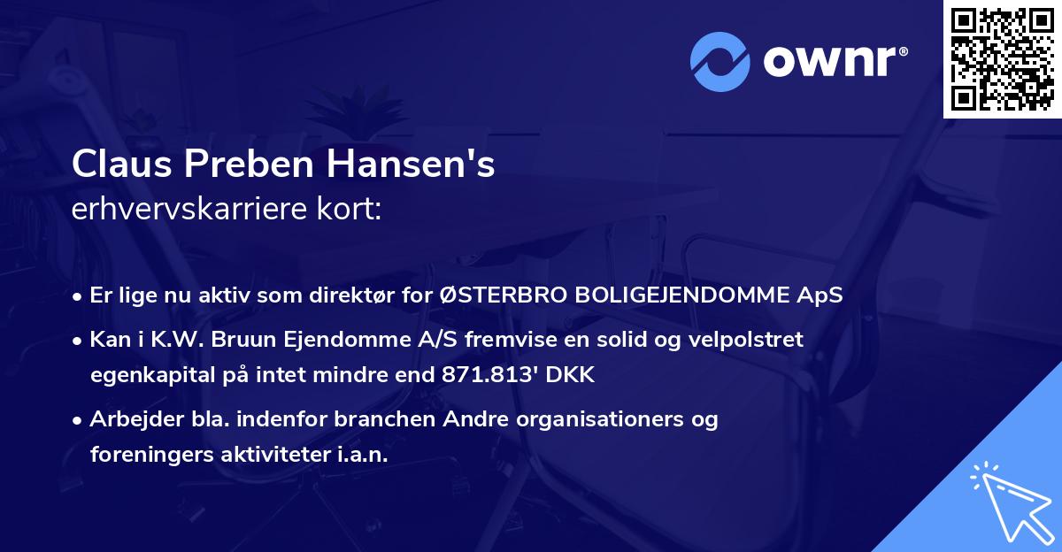 Claus Preben Hansen's erhvervskarriere kort
