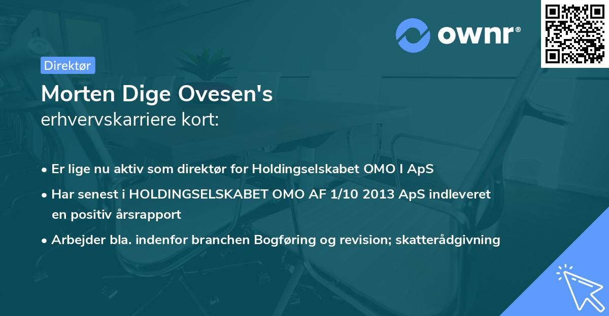 Morten Dige Ovesen's erhvervskarriere kort