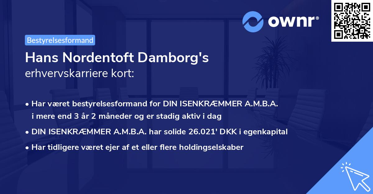 Hans Nordentoft Damborg's erhvervskarriere kort