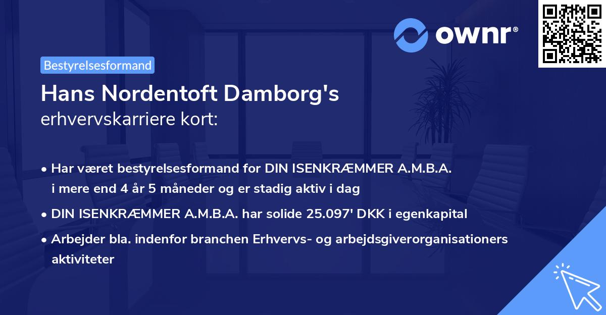 Hans Nordentoft Damborg's erhvervskarriere kort