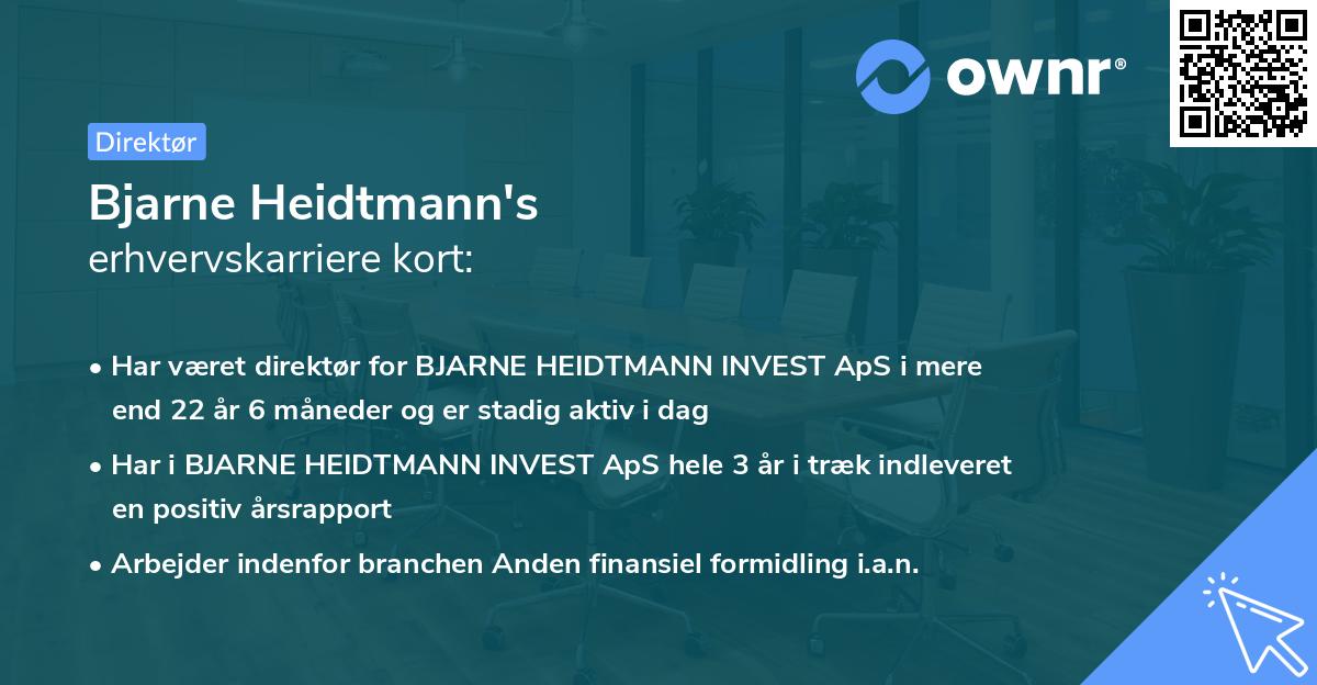 Bjarne Heidtmann's erhvervskarriere kort