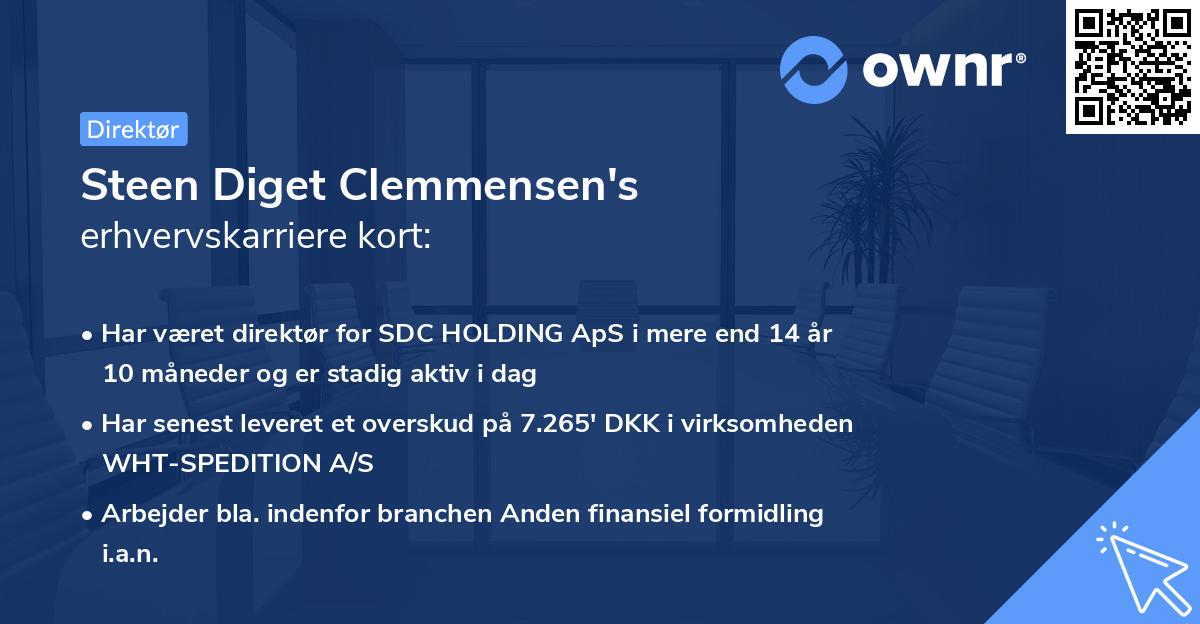 Steen Diget Clemmensen's erhvervskarriere kort