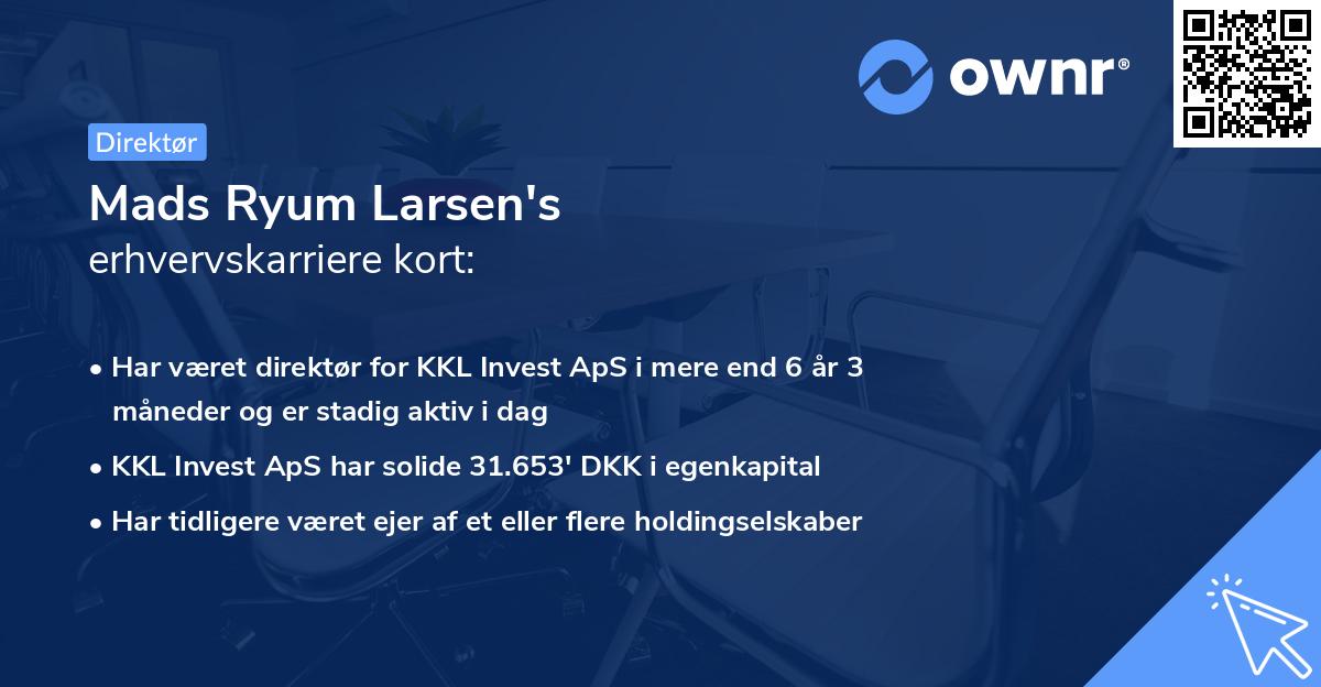 Mads Ryum Larsen's erhvervskarriere kort