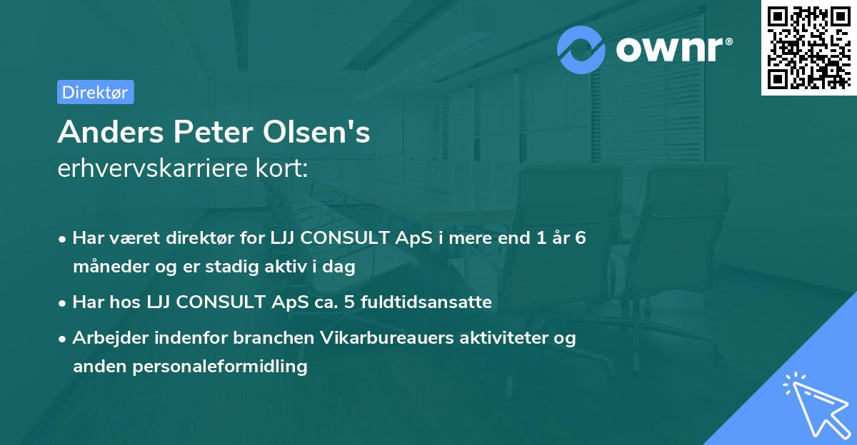 Anders Peter Olsen's erhvervskarriere kort