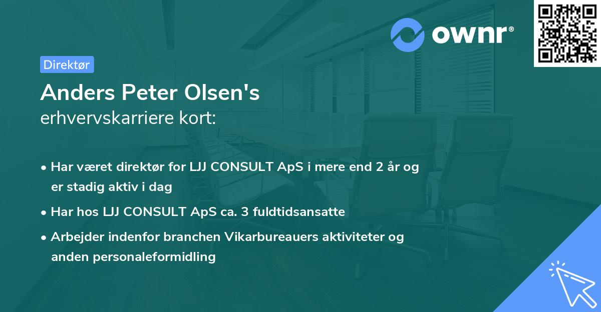 Anders Peter Olsen's erhvervskarriere kort