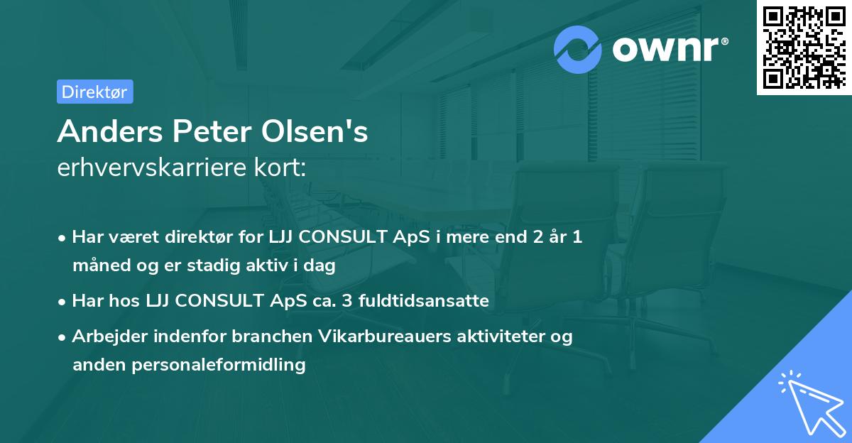 Anders Peter Olsen's erhvervskarriere kort