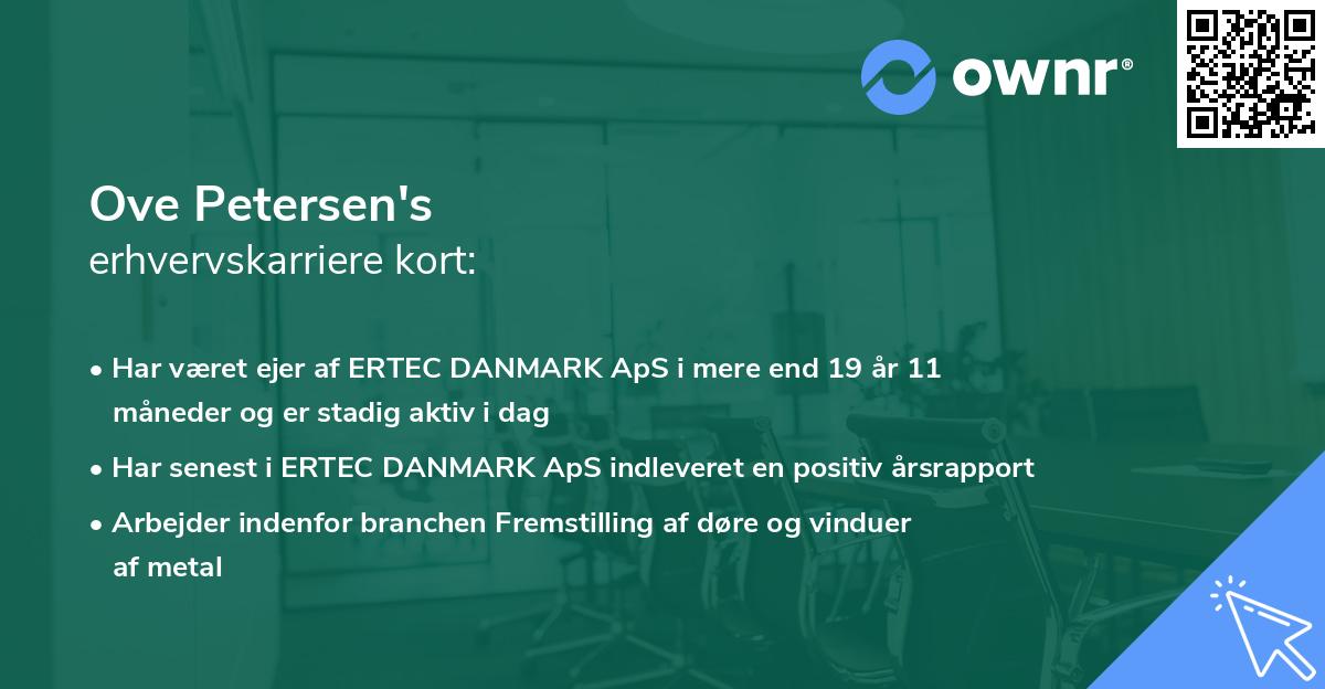 Ove Petersen's erhvervskarriere kort
