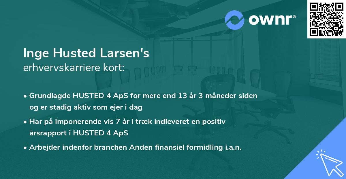 Inge Husted Larsen's erhvervskarriere kort