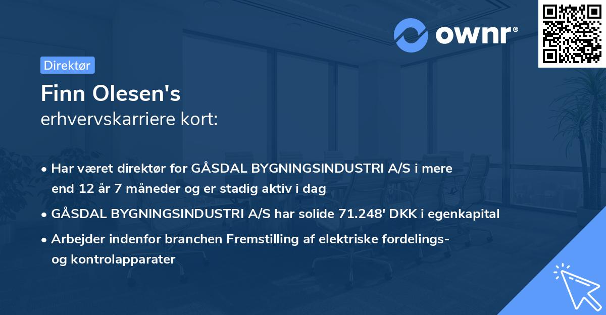 Finn Olesen's erhvervskarriere kort