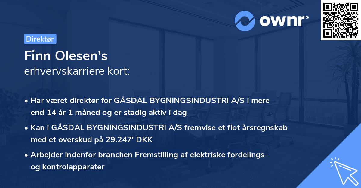 Finn Olesen's erhvervskarriere kort