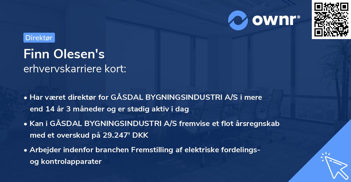 Finn Olesen's erhvervskarriere kort