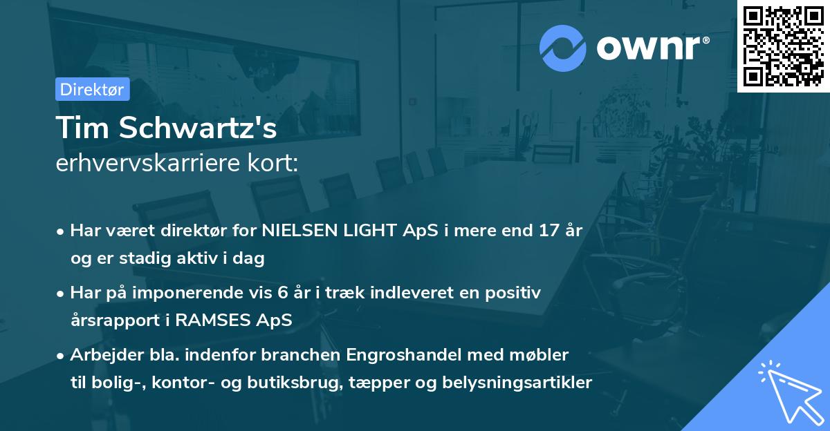 Tim Schwartz's erhvervskarriere kort