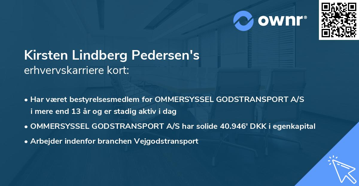 Kirsten Lindberg Pedersen's erhvervskarriere kort