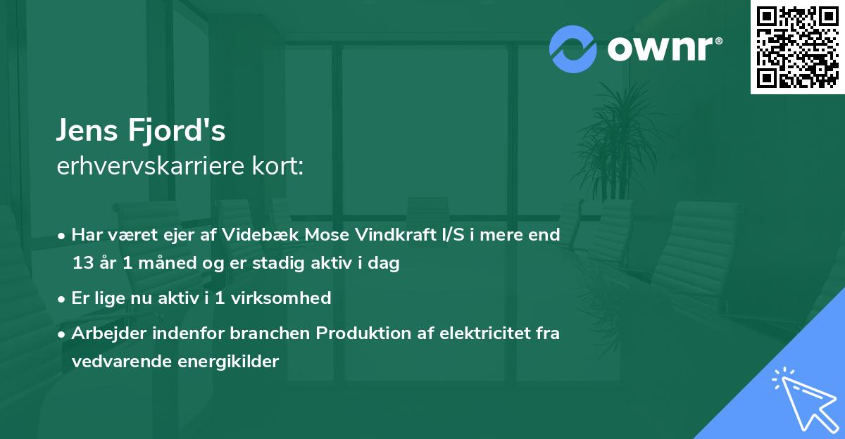 Jens Fjord's erhvervskarriere kort