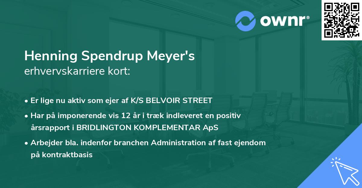 Henning Spendrup Meyer's erhvervskarriere kort