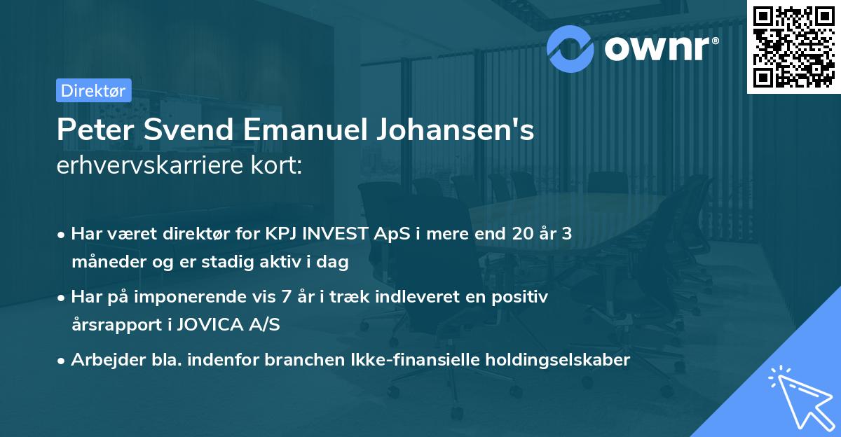 Peter Svend Emanuel Johansen's erhvervskarriere kort