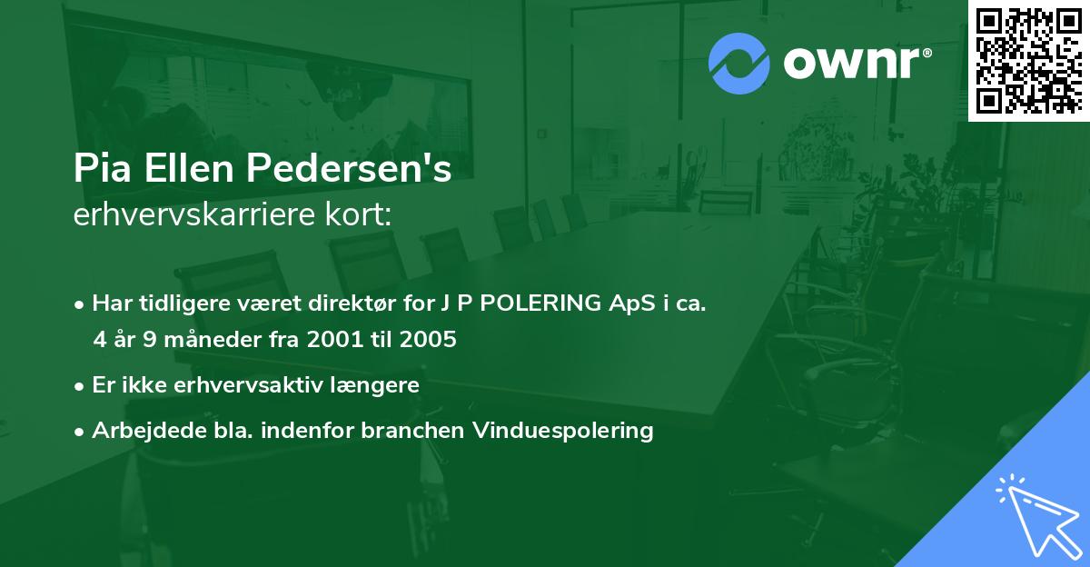 Pia Ellen Pedersen's erhvervskarriere kort