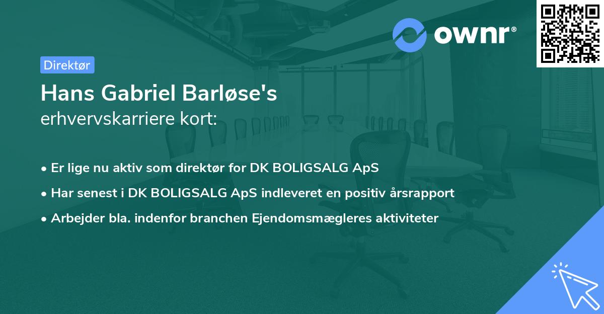 Hans Gabriel Barløse's erhvervskarriere kort