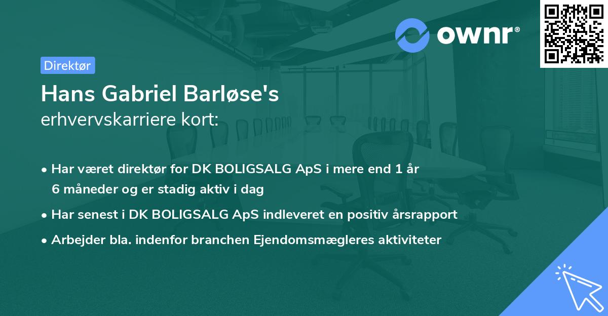 Hans Gabriel Barløse's erhvervskarriere kort