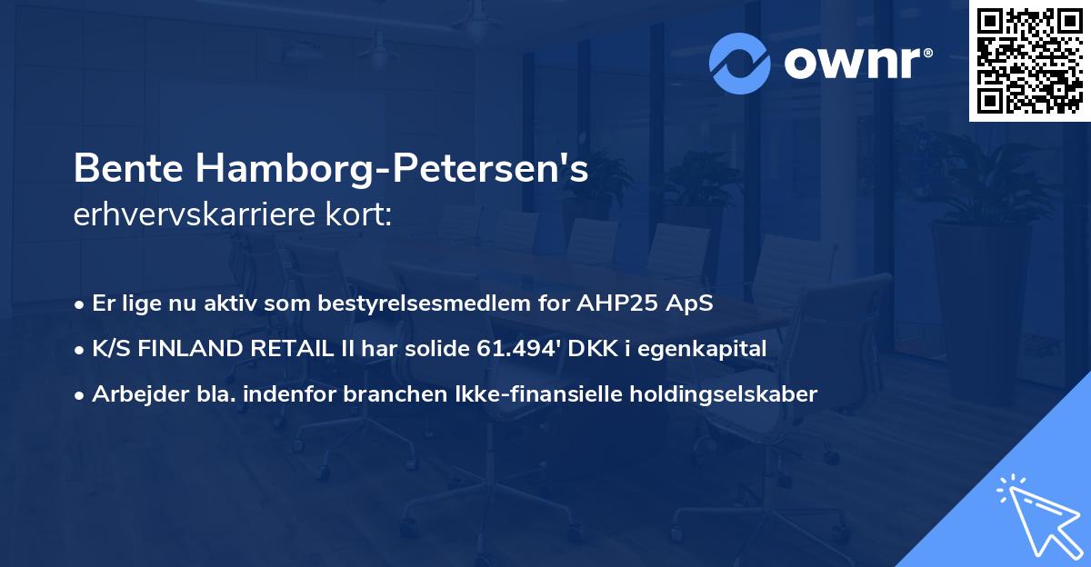 Bente Hamborg-Petersen's erhvervskarriere kort