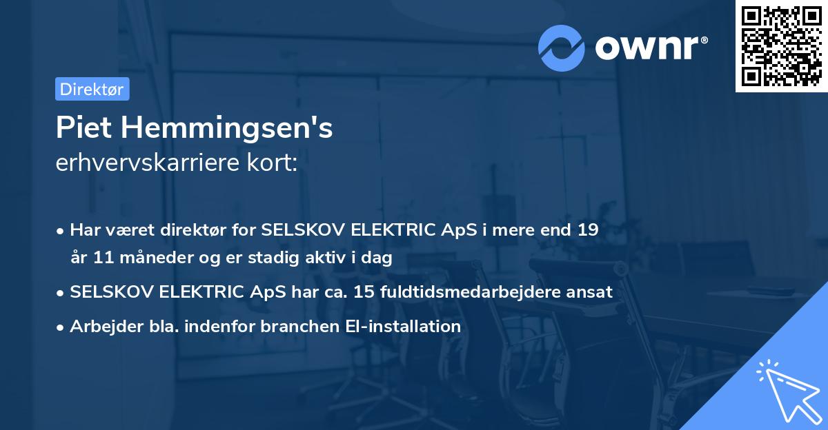 Piet Hemmingsen's erhvervskarriere kort