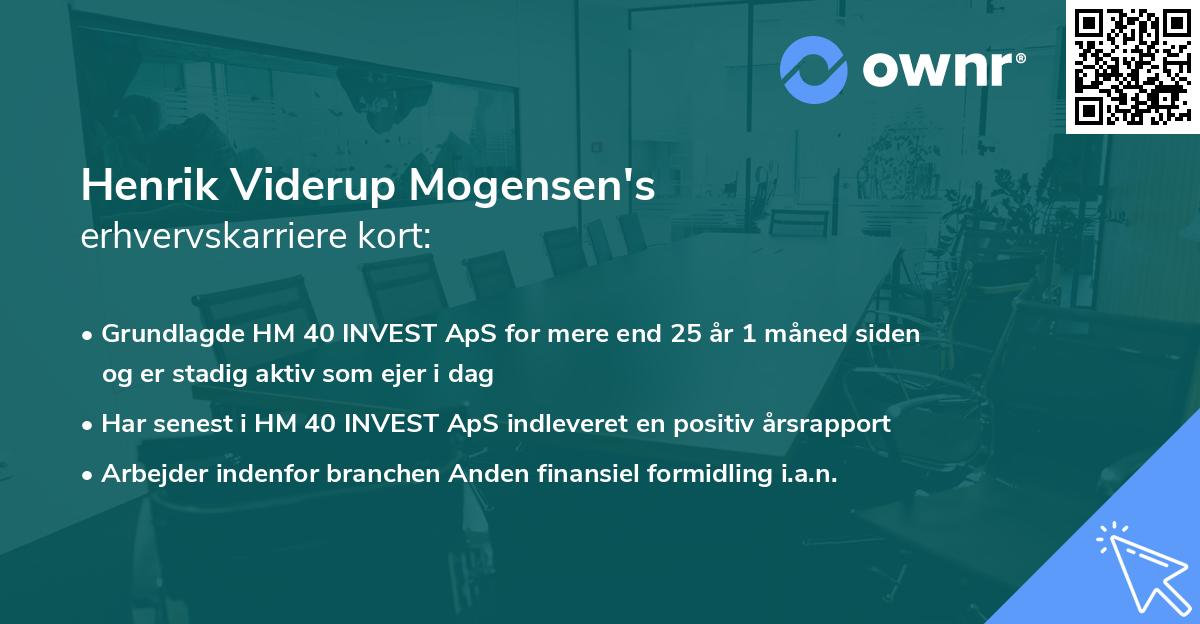 Henrik Viderup Mogensen's erhvervskarriere kort