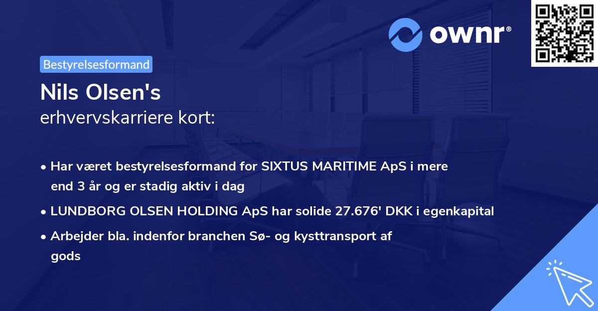 Nils Olsen's erhvervskarriere kort