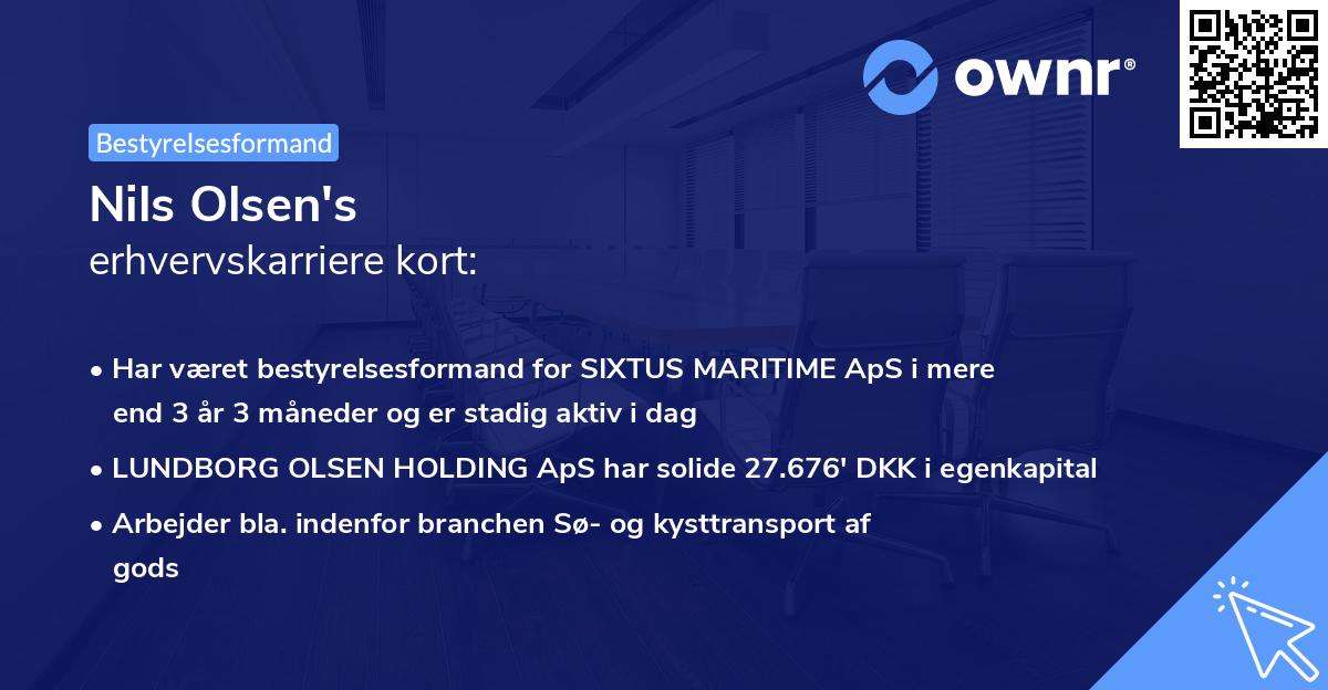 Nils Olsen's erhvervskarriere kort
