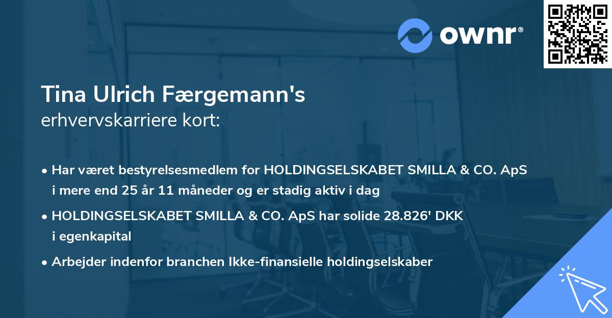 Tina Ulrich Færgemann's erhvervskarriere kort