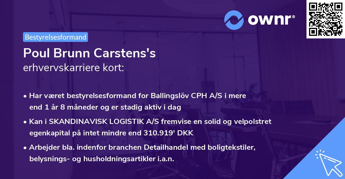 Poul Brunn Carstens's erhvervskarriere kort