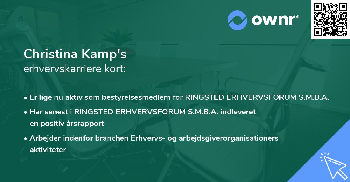 Christina Kamp's erhvervskarriere kort