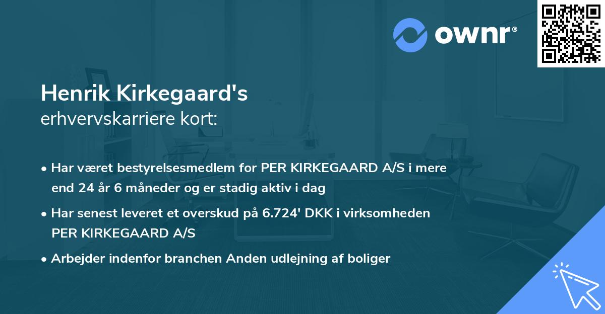 Henrik Kirkegaard's erhvervskarriere kort