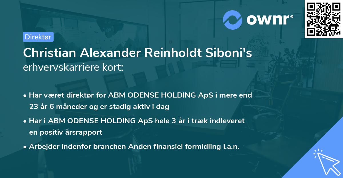 Christian Alexander Reinholdt Siboni's erhvervskarriere kort