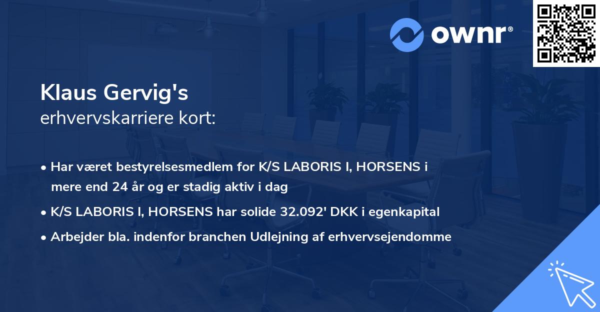 Klaus Gervig's erhvervskarriere kort