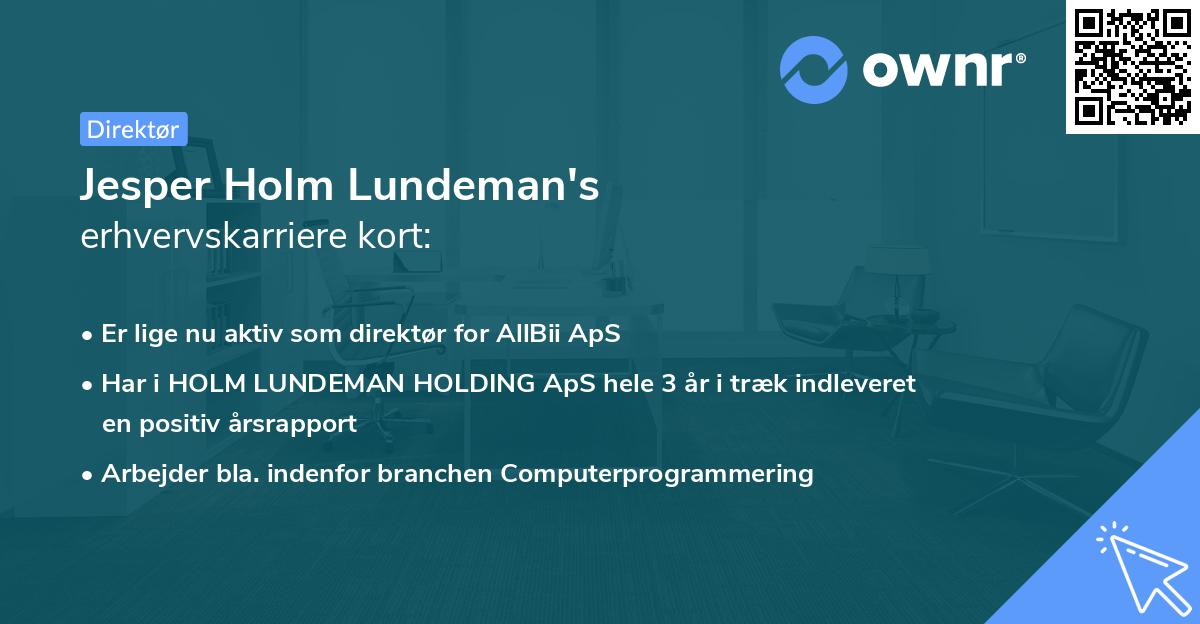 Jesper Holm Lundeman's erhvervskarriere kort