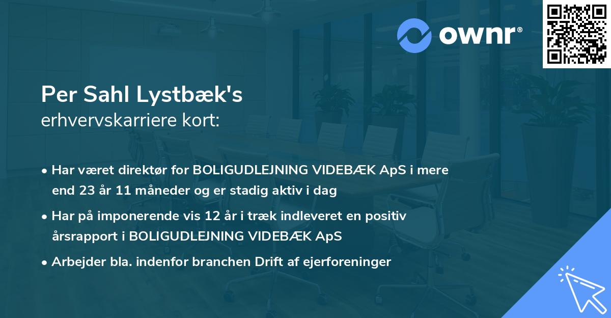 Per Sahl Lystbæk's erhvervskarriere kort
