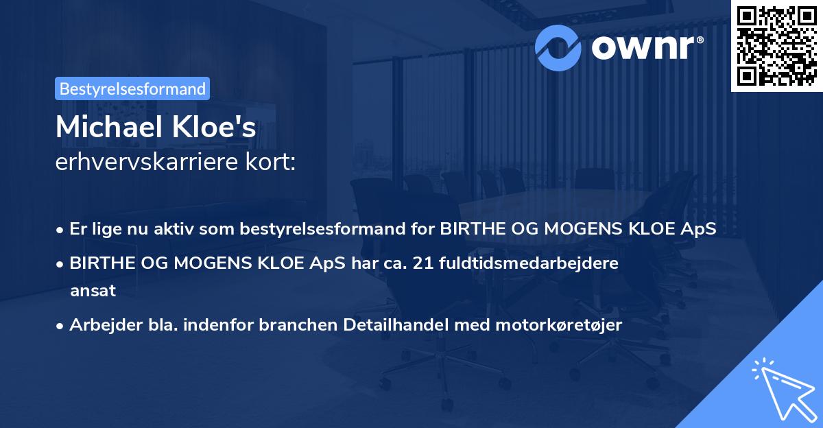 Michael Kloe's erhvervskarriere kort