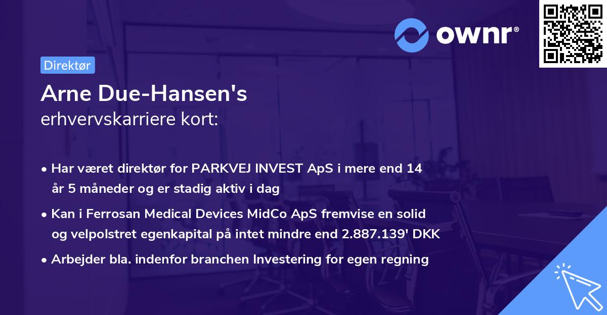 Arne Due-Hansen's erhvervskarriere kort