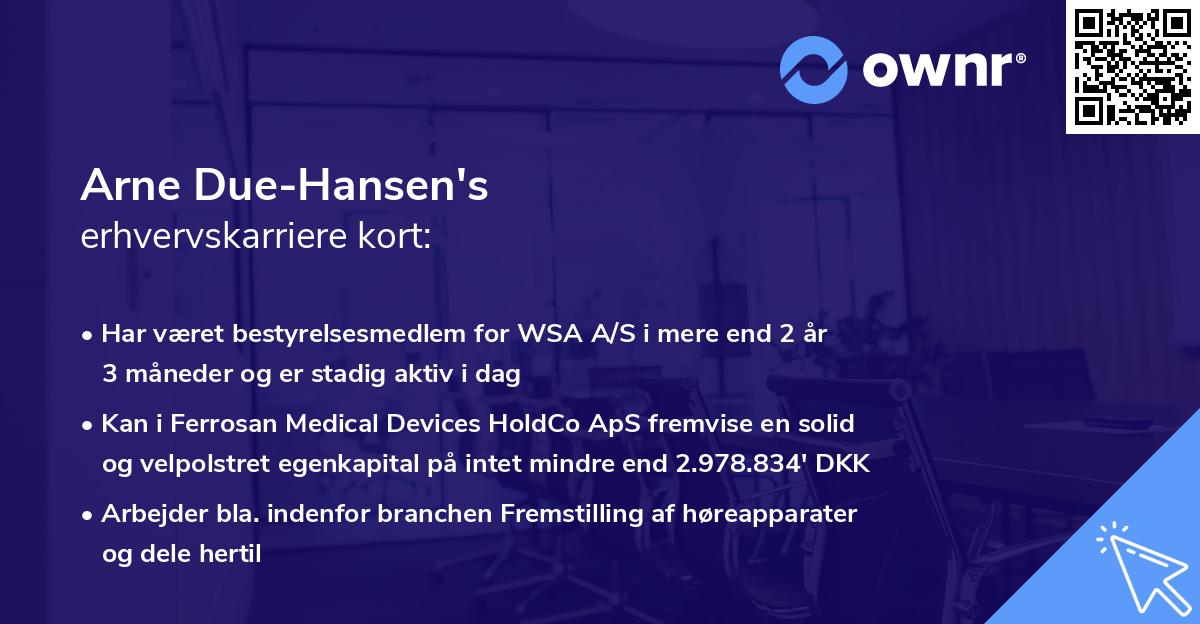 Arne Due-Hansen's erhvervskarriere kort