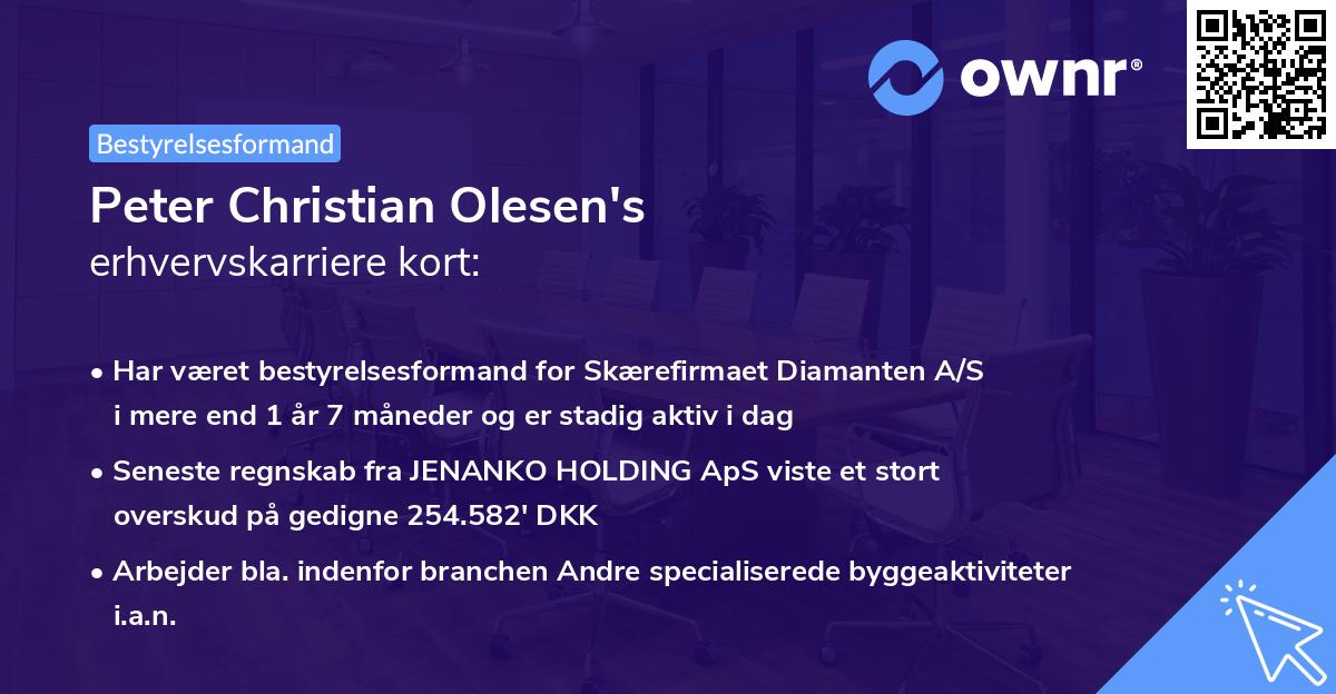 Peter Christian Olesen's erhvervskarriere kort