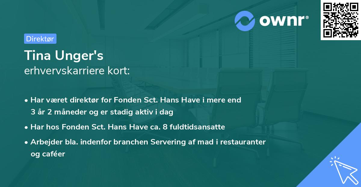 Tina Unger's erhvervskarriere kort